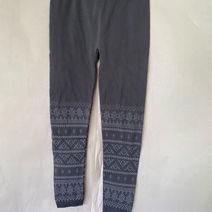 Grey Leggings with christmas embroidering on legs
